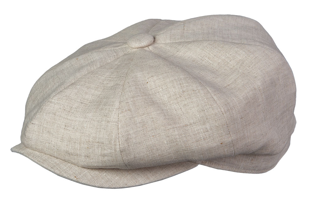 Oatmeal Linen 8 Qtr Cap, Satin Lined Size Large - Contemporary & Linwood Summer Clearance